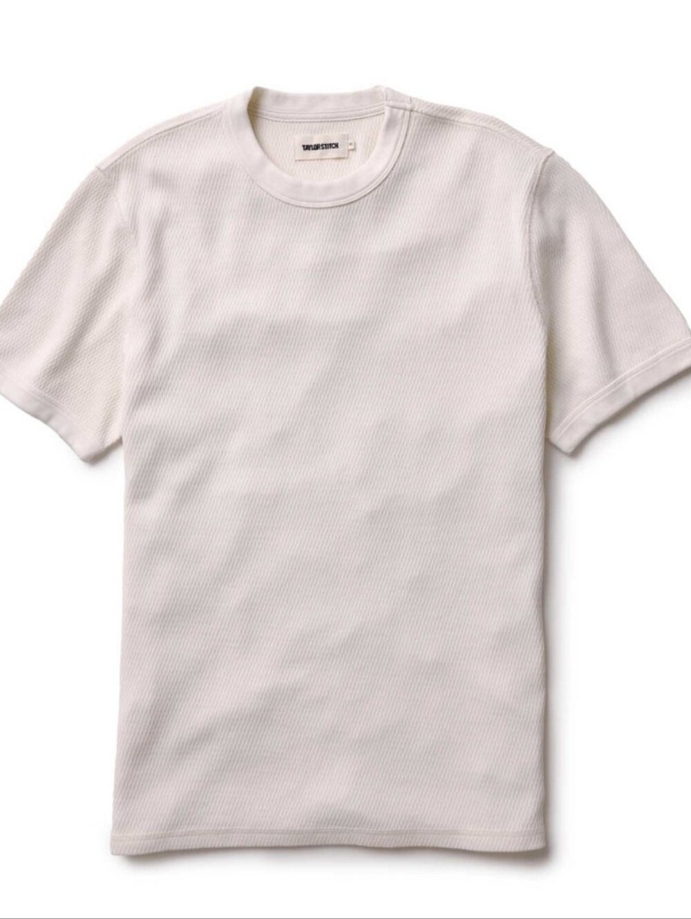 Taylor Stitch Organic Cotton Short Sleeve Crew In Vintage White Waffle -Small